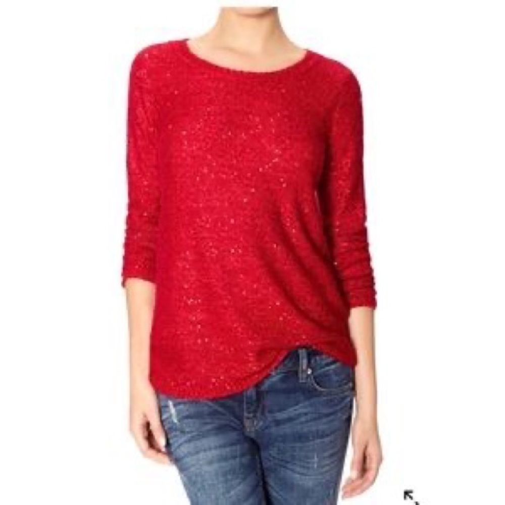 EUC Anne Klein sequin red sweater